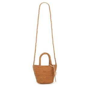 MANEBI Raffia Bucket Bag with Charm Women ORANGE Crossbody